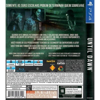 Until Dawn Ps4 (Jogo Mídia Física)