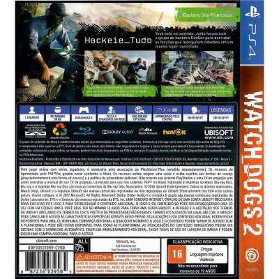Watch Dogs 2 Playstation Hits Ps4 - Jogo Mídia Física -