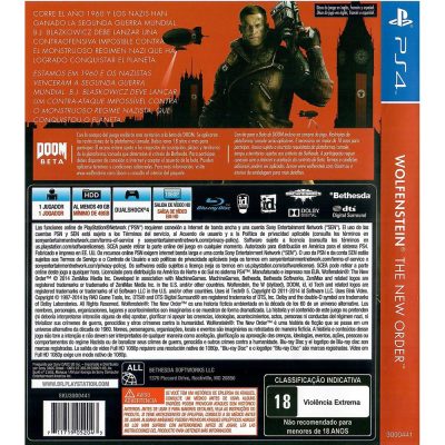 Wolfenstein The New Order Ps4 (Jogo MÃdia FÃsica)