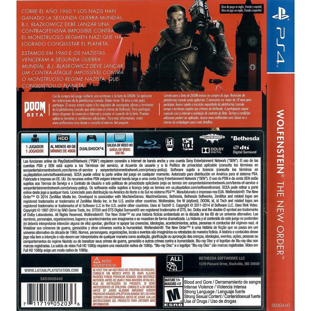  Wolfenstein: The New Order - PlayStation 4 : Bethesda