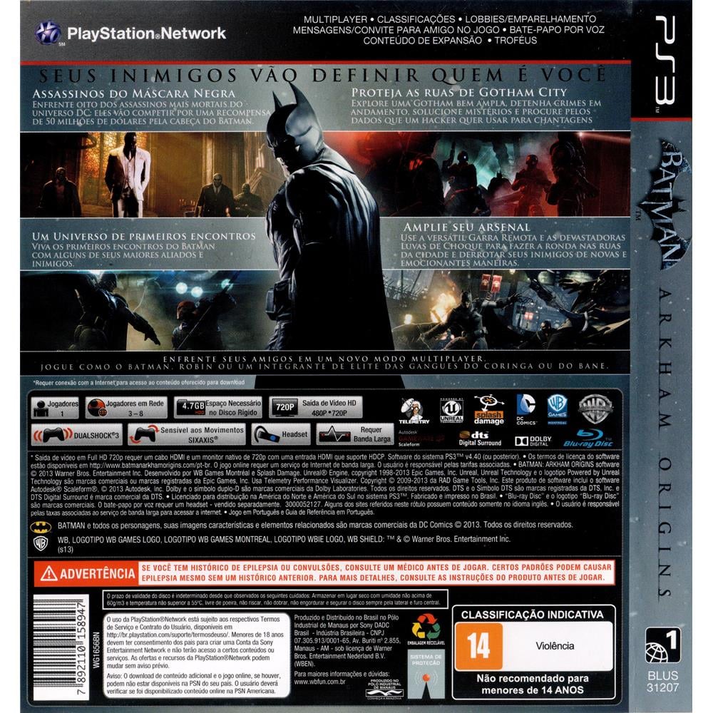 Batman Arkham Origins (Dublado em pt-br com as Vozes do Filme) - PS3