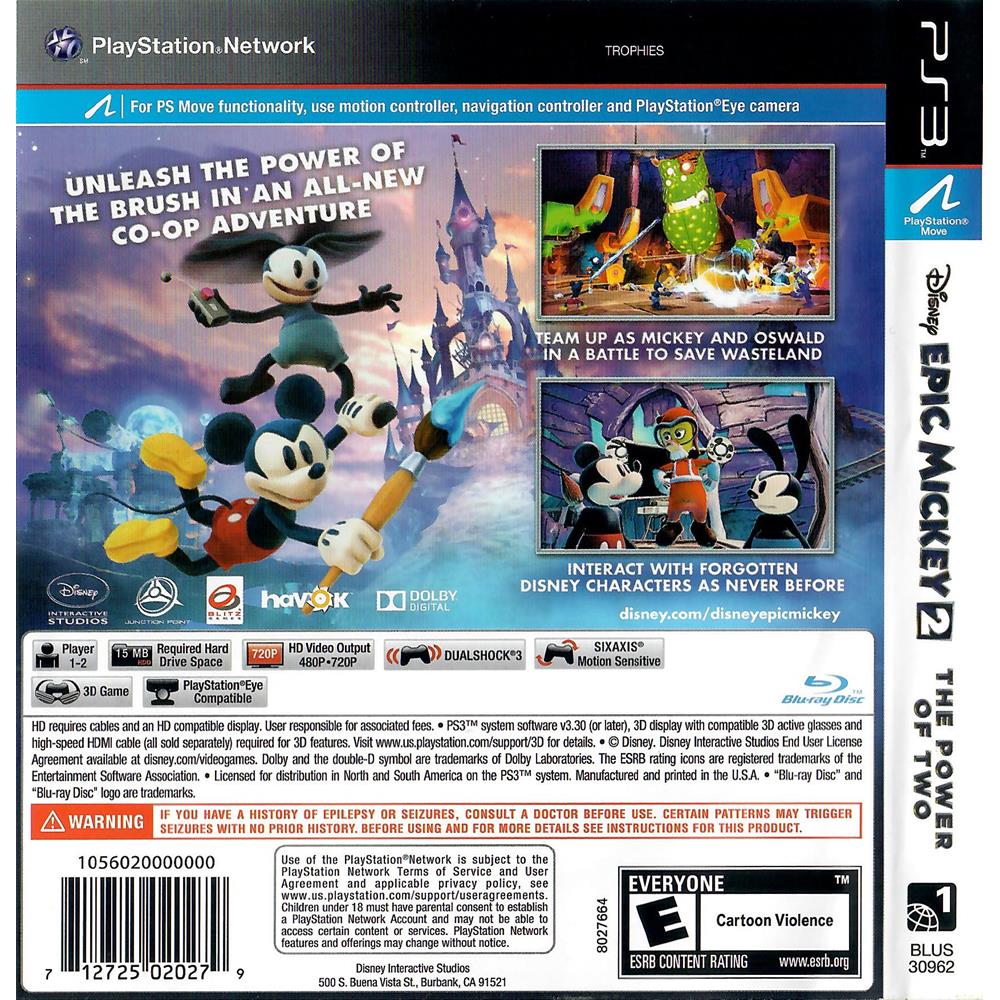 Jogo Xbox 360 Epic Mickey 2 The Power Of Two