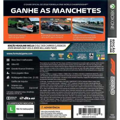 F1 2018 O Game Oficial Xbox One #2 (Jogo MÃdia FÃsica)