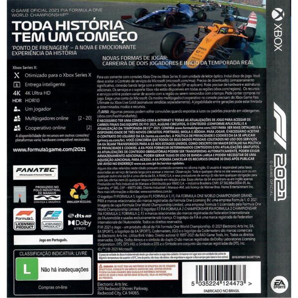 F1 2021 Xbox One (Jogo Mídia Física)