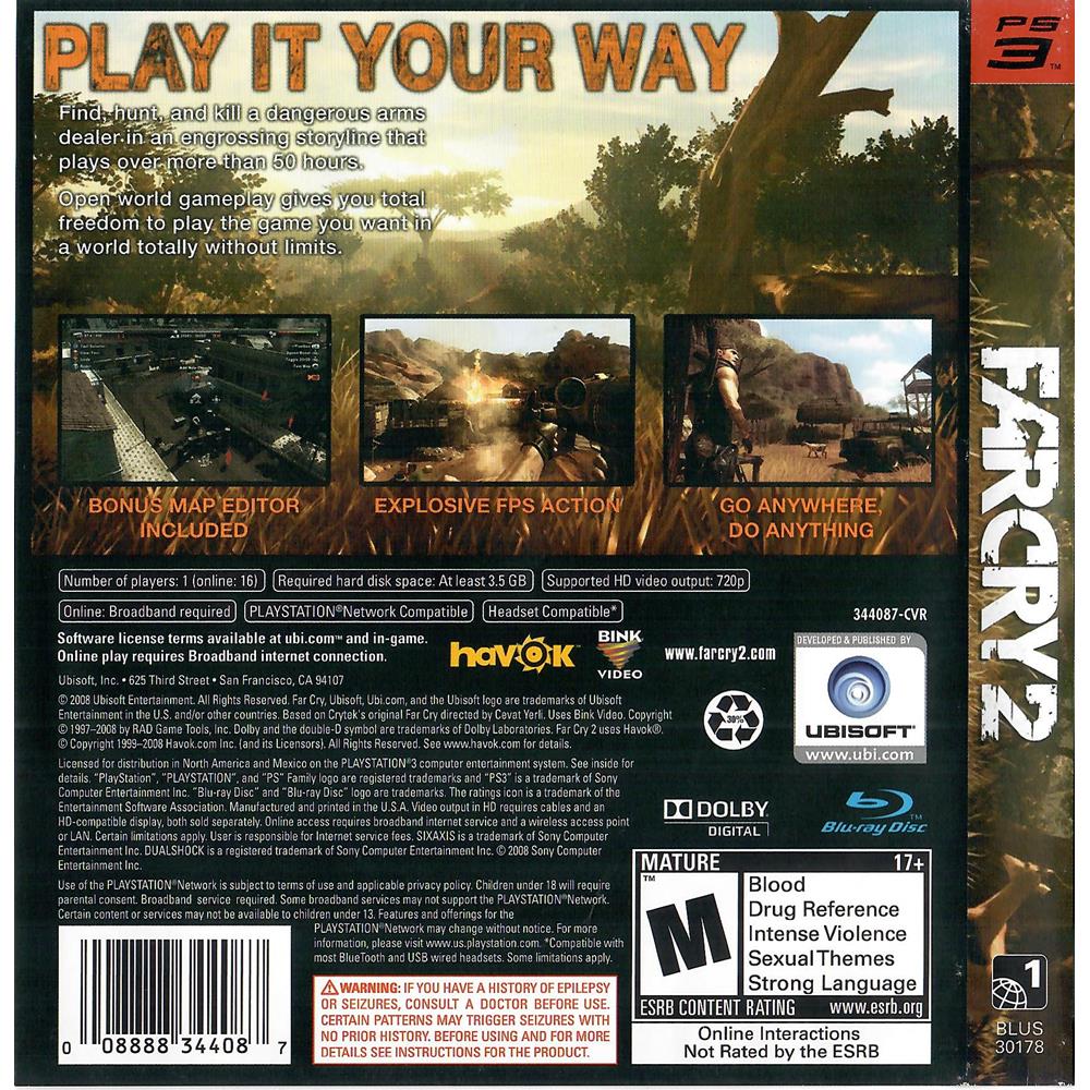 Jogo Far Cry 2 Ps3 Play 3