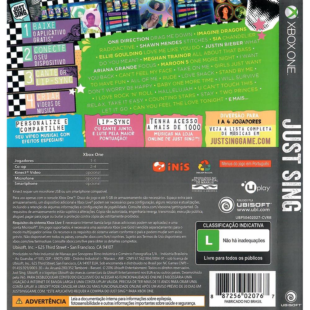 Just Sing Xbox One #1 (Jogo Mídia Física) (Com Detalhe) - Arena