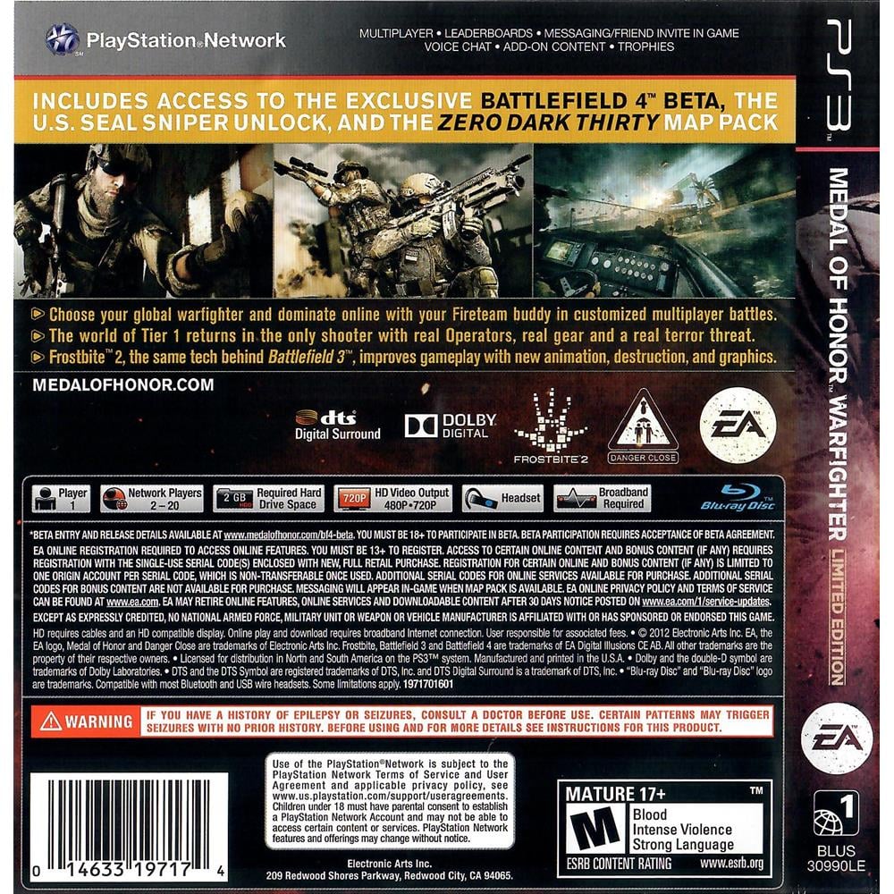 Medal Of Honor Edição Limitada Warfighter Ps3 Original Fisica