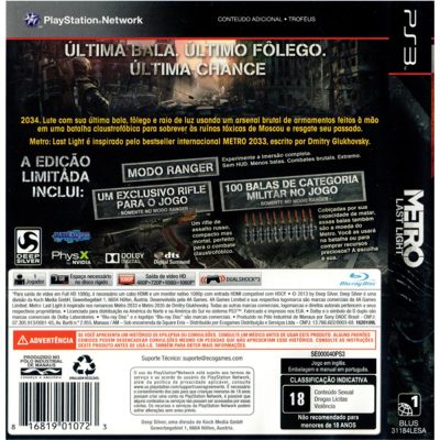 Metro Last Light Ps3 (Jogo Mídia Física) (Playstation 3)