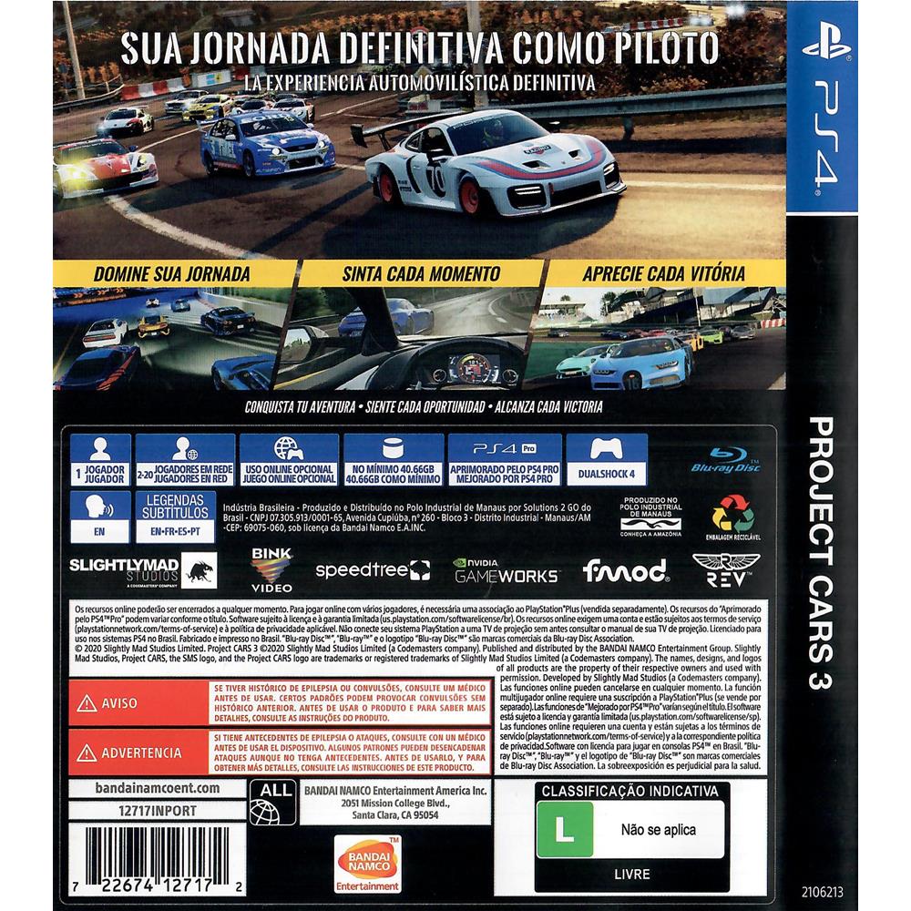 Jogo Project Cars 3 PS4 no Paraguai - Atacado Games - Paraguay