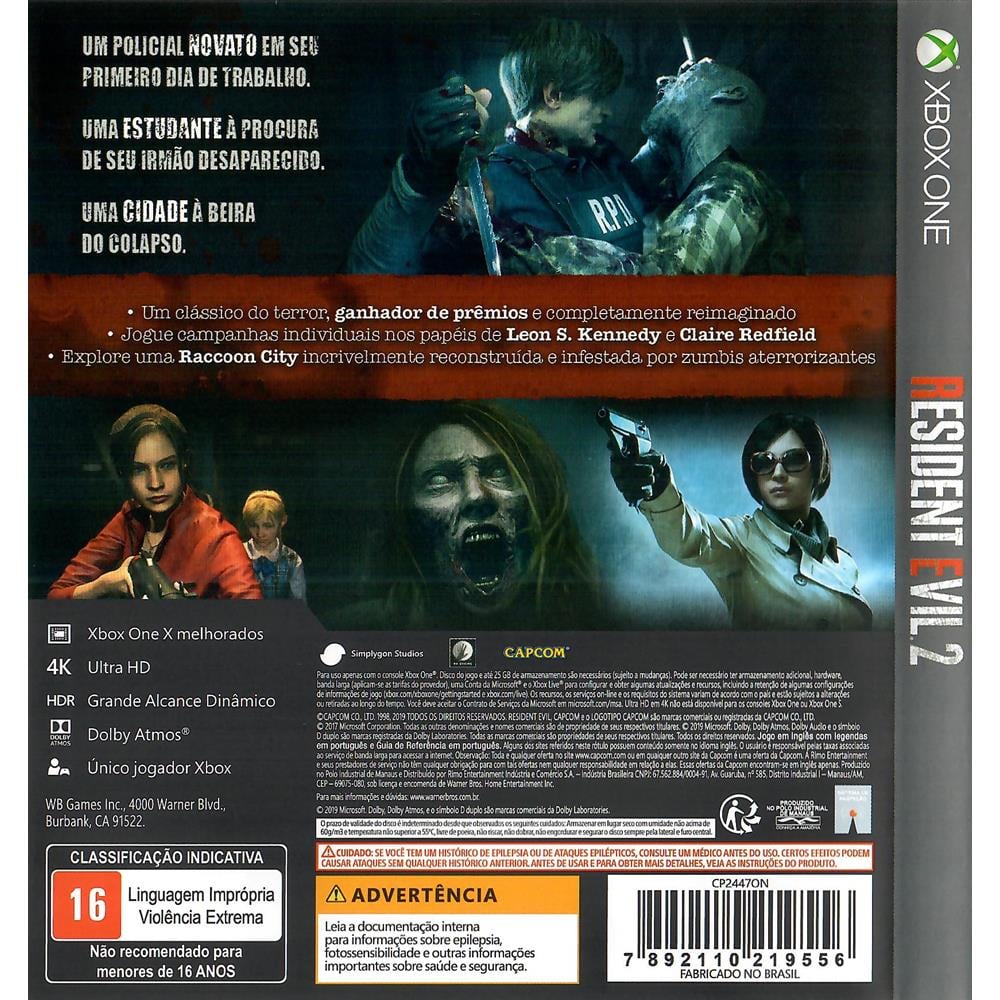 Resident Evil 2 Remake Standard Edition Capcom Xbox One Físico