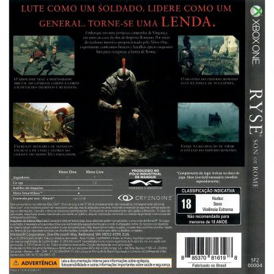 Ryse Son Of Rome Edição Legendaria Xbox One (Jogo MÃdia FÃsica) (Sem O Codigo)