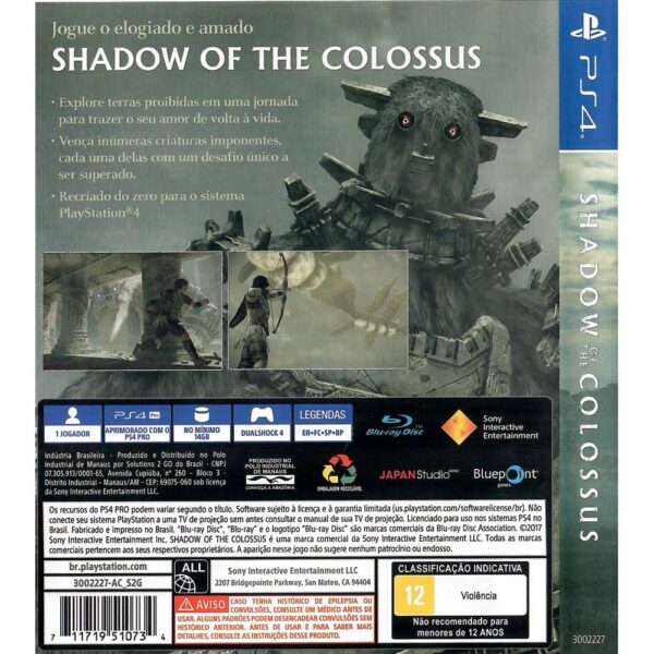 Shadow Of The Colossus Ps4 (Jogo Mídia Física)