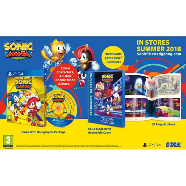 Sonic Mania Plus Ps4 (Com Art Book + Sega Mega Drive Reversible Cover) (Jogo Midia Fisica)
