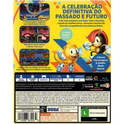 Sonic Mania Plus Ps4 (Jogo Mídia Física)