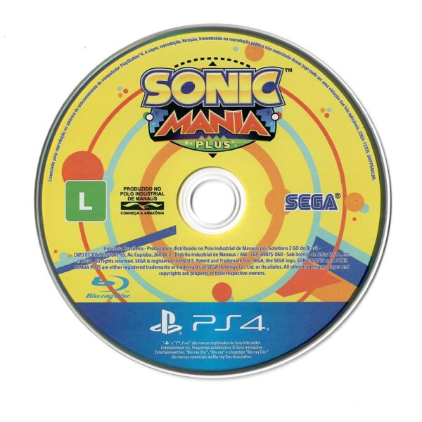 Sonic Mania Plus Ps4 (Somente Midia) (Jogo Mídia Física)