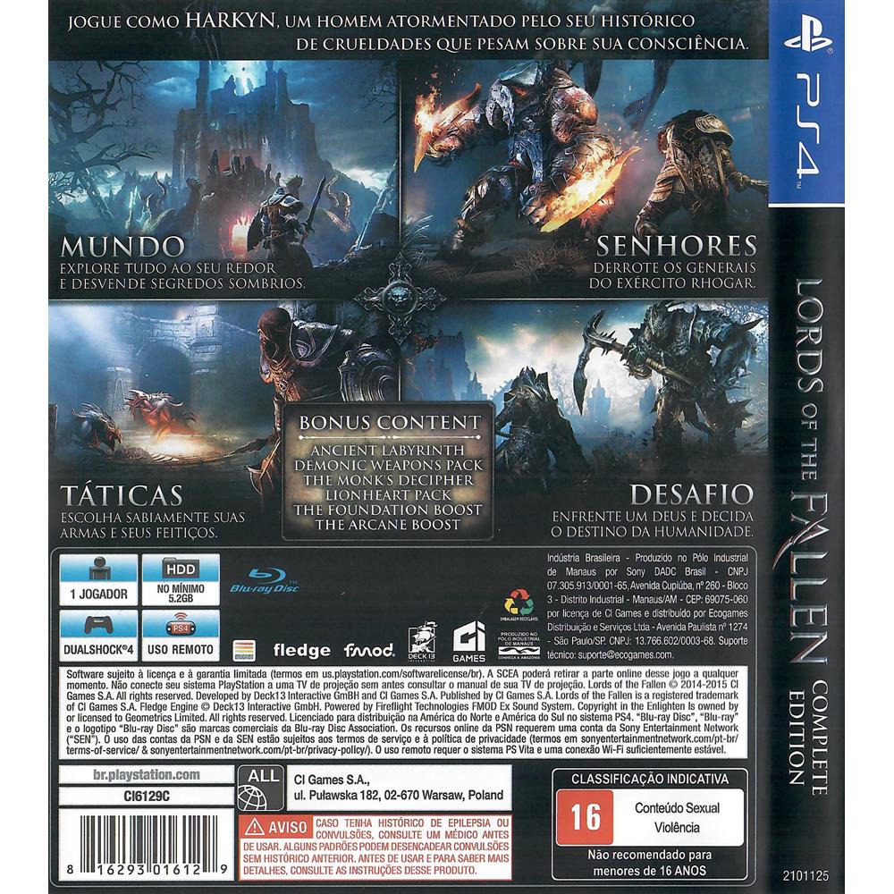 JOGO LORDS OF THE FALLEN COMPLETE EDITION PS4 SONY RPG