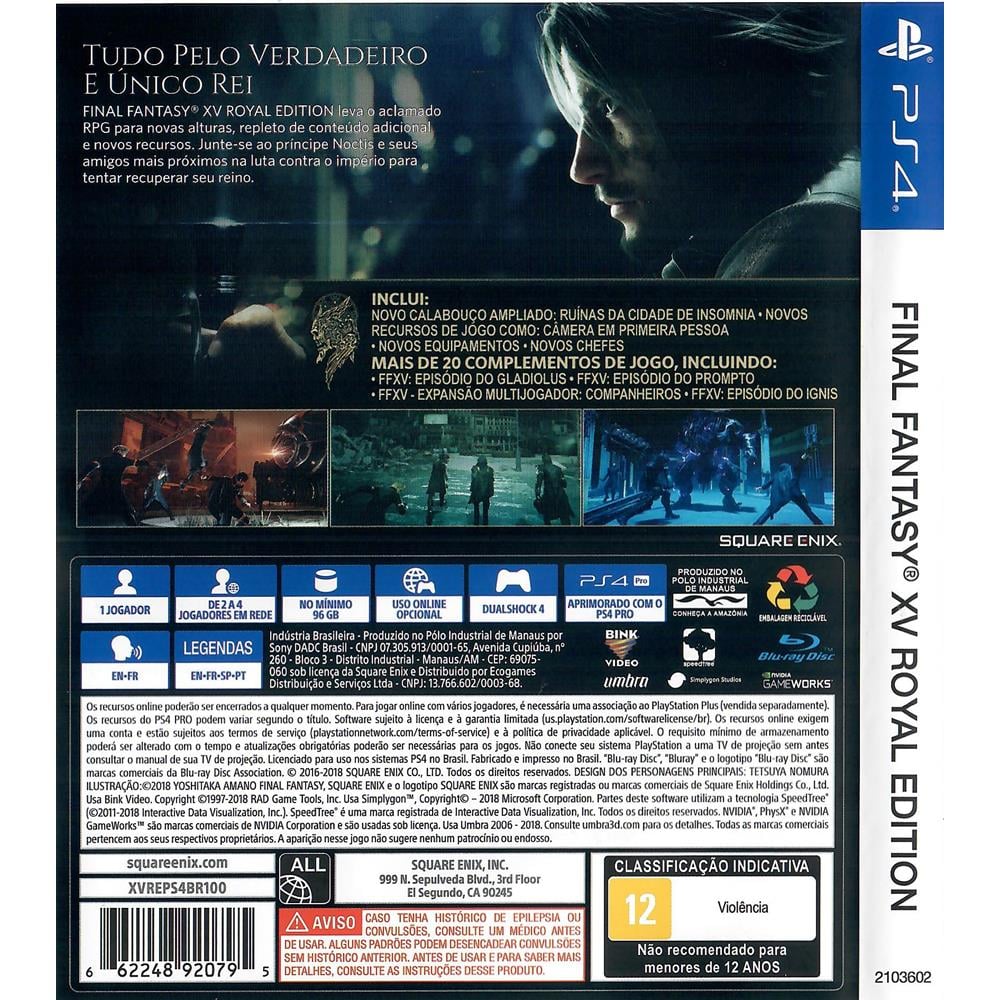 Jogo Final Fantasy XV - PS4 - Next Eletrônicos - Informática