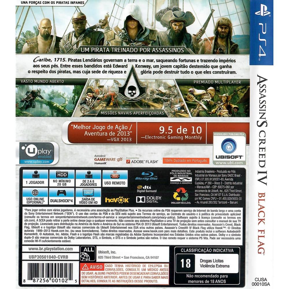 Assassins Creed Iv: Black Flag - Xbox 360 (Seminovo) - Arena Games - Loja  Geek