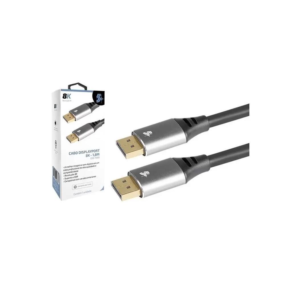 Cabo Displayport 8K - Com Trava - 1.8 Metros