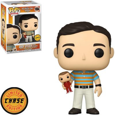 Funko Pop Andy Stitzer Holding Steve Austin 1064 (Chase) (O Virgem De 40 Anos) (Movies)