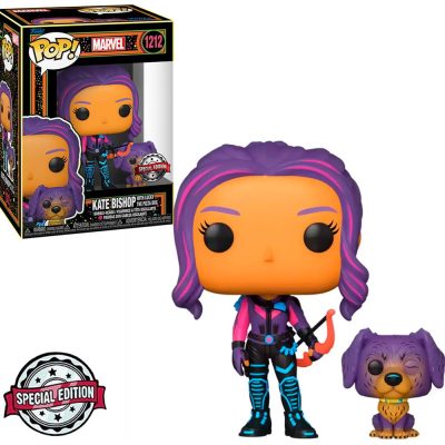 Funko Pop Kate Bishop With Lucky The Pizza Dog 1212 (Blacklight Neon) (Hawkeye) (Marvel)