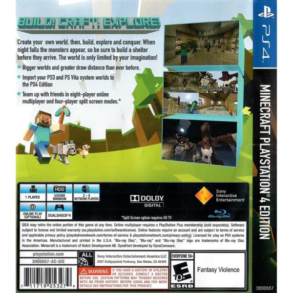 Minecraft Playstation Edition Ps4 #1 (Com Detalhe)