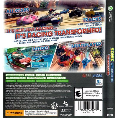 Sonic E Sega All-Stars Racing Transformed Xbox One/360