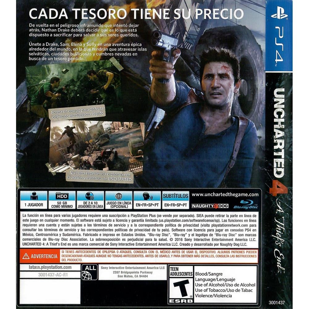 Jogo Uncharted 4 A Thief End - Ps4 Mídia Física Usado