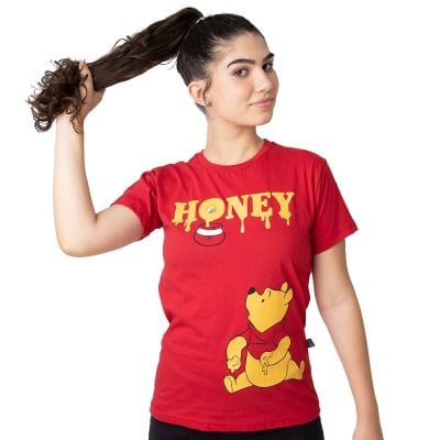 Camiseta Baby Look Ursinho Pooh Honey (Tam M)
