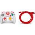 Controle Com Fio Estilo Gamecube - Nintendo Switch (Super Smash) - Mario White Red - Power-A