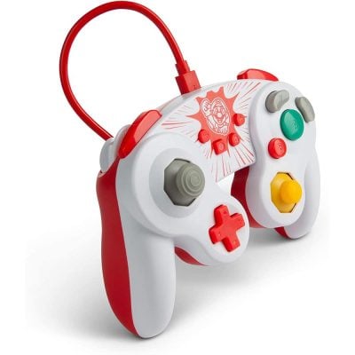 Controle Com Fio Estilo Gamecube - Nintendo Switch (Super Smash) - Mario White Red - Power-A