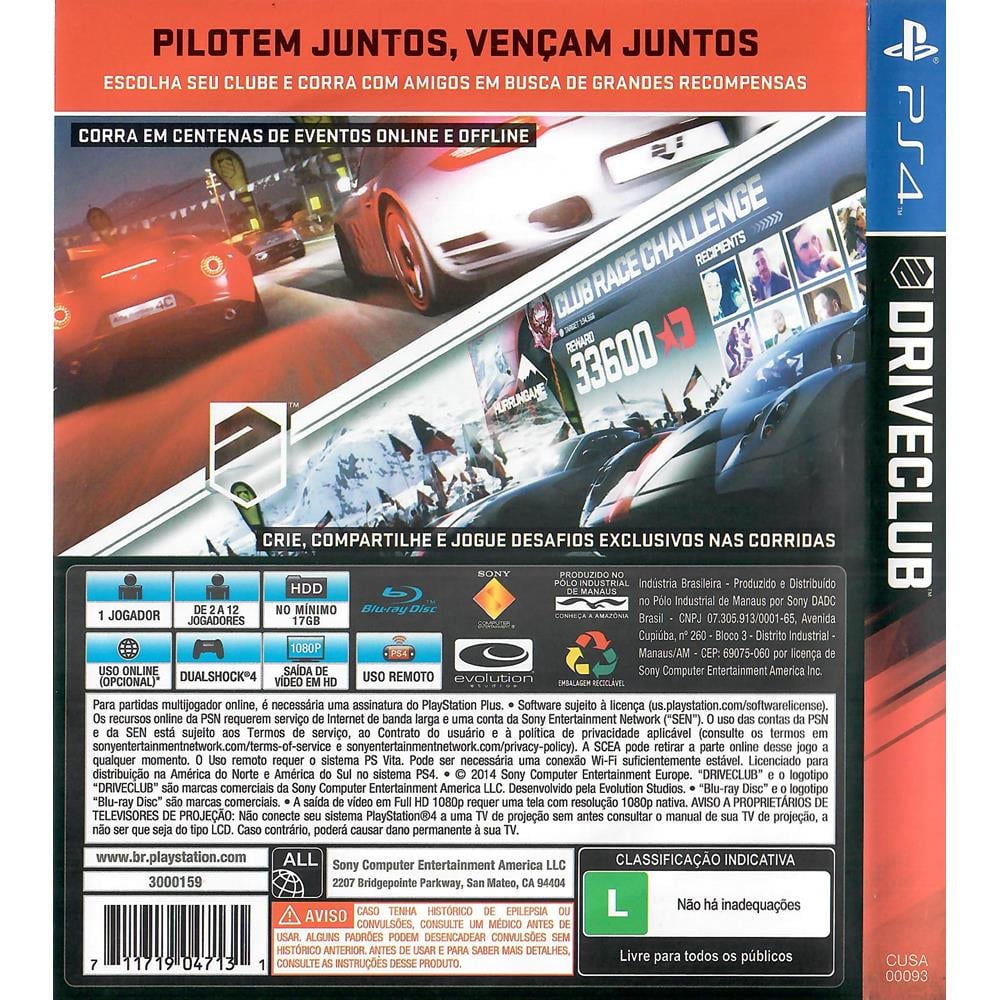 Driveclub - PS4 - Game Games - Loja de Games Online