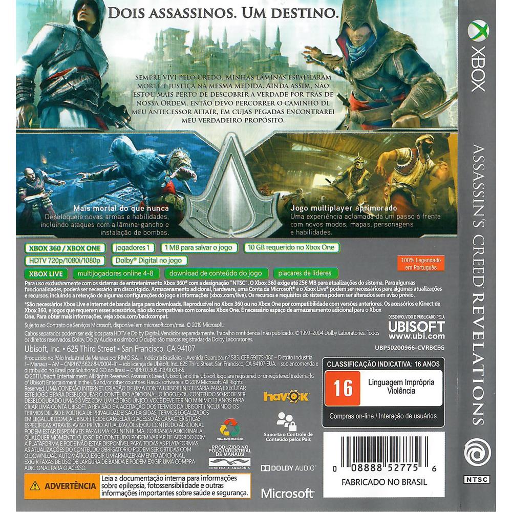 Assassins Creed Revelations Xbox One / Xbox 360 #2 (Com Detalhe) (Jogo  Mídia Física) - Arena Games - Loja Geek