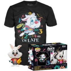 Funko Pop Tees - White Rabbit (Flocked) 1062 + Camiseta G (Alice In Wonderland)
