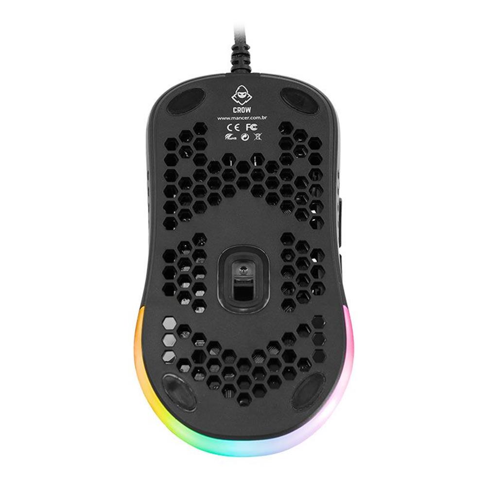 Mouse Gamer Mancer Crow, Rgb, 12000Dpi, 7 Botoes, Preto, Mcr-Crw-Rgb01
