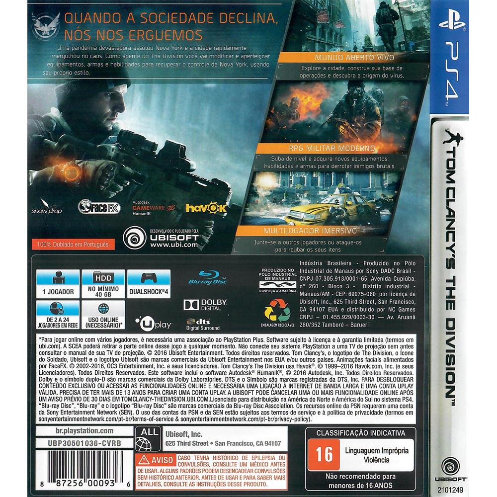 Jogo Tom Clancy's The Division - PS4 - Bia Games - Gamer Para Sempre