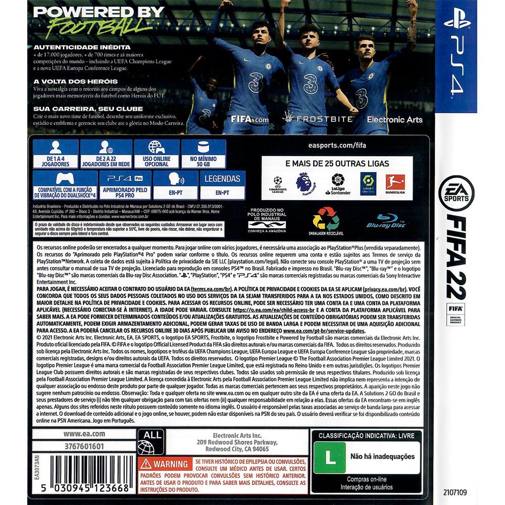 Fifa 22 Ps4 #1 (Com Detalhe) (Jogo Mídia Física) - Arena Games - Loja Geek