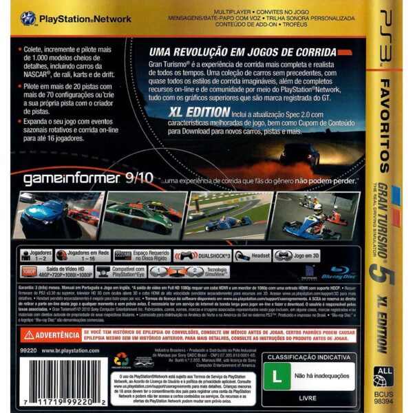 Gran Turismo 5 Xl Edition Favoritos Ps3