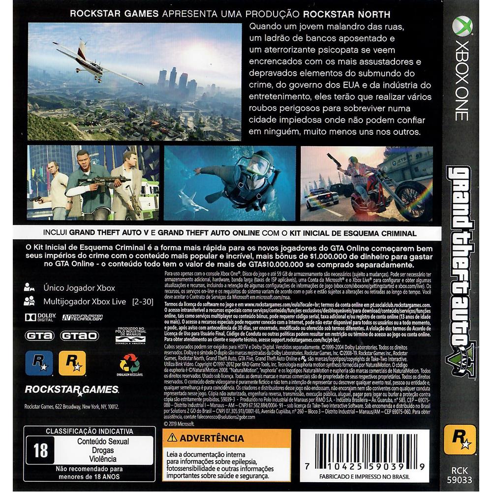 Grand Theft Auto GTA V Premium Edition Xbox One (Seminovo) (Jogo