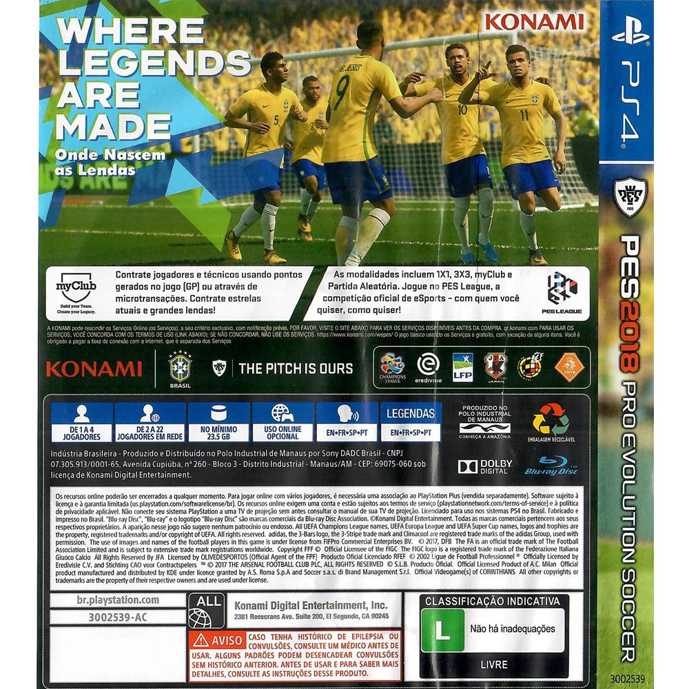 PES Pro Evolution Soccer PES 2015 PES 2016 PES 2017 PES 2018 Jogos de  Futebol Xbox 360 originais Mídia Física