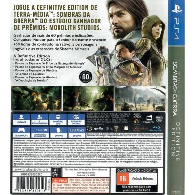 Terra Média Sombras Da Guerra Definitive Edition Ps4