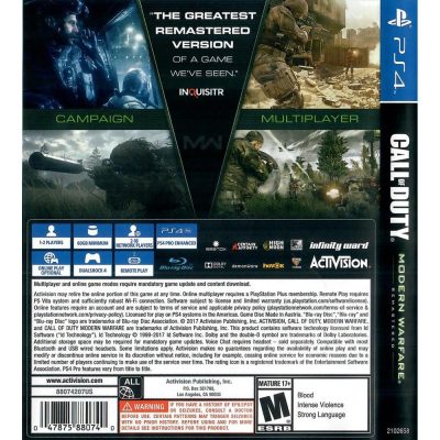 Call Of Duty Modern Warfare Remastered Ps4