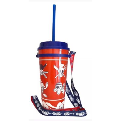 Copo Canudo Caveiras One Piece (Com Cordão)