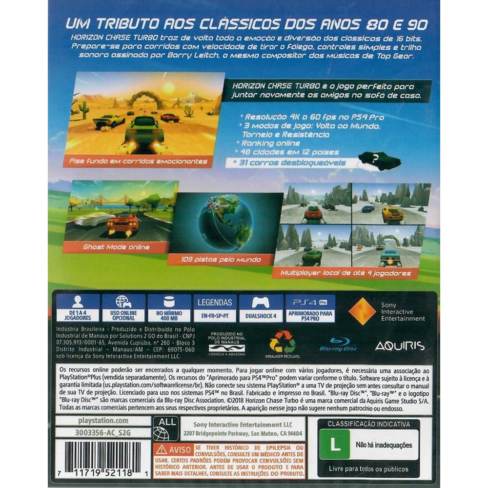 Horizon Chase Turbo Ps4 (Novo) (Jogo Mídia Física) - Arena Games - Loja Geek
