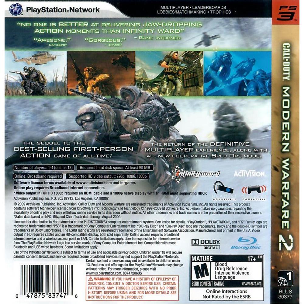 Call Of Duty Modern Warfare 2 Ps3 (Seminovo) (Jogo Mídia Física