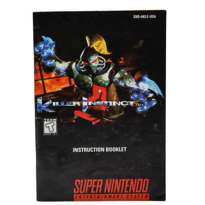 Manual De Instruções Do Jogo Killer Instinct Em Inglês Para Super Nintendo (Snes)