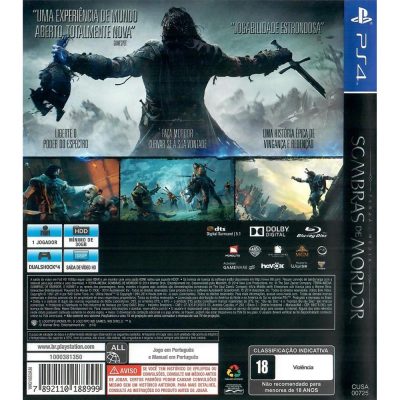 Terra Média Sombras De Mordor Ps4 #2