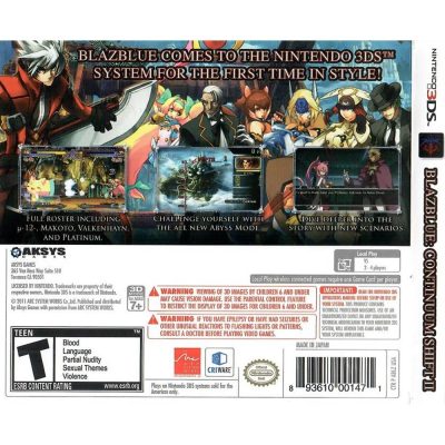 Blazblue Continuum Shift Ii Nintendo 3Ds