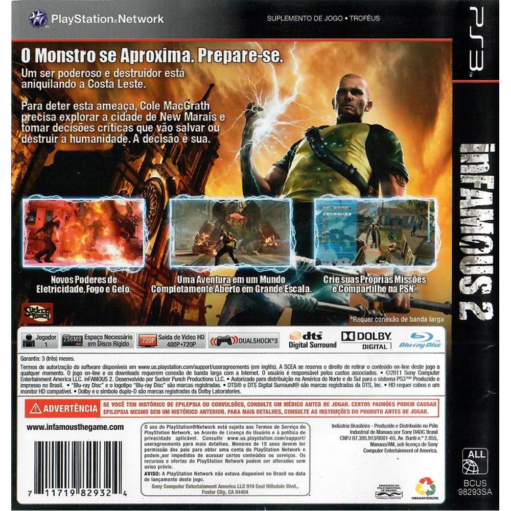 Jogo inFAMOUS 2 - PS3 - MeuGameUsado