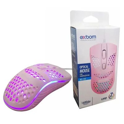 Mouse Óptico Ultraleve Colmeia Com Led Rgb 03924 - Ms-C32